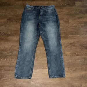 Grace & Lace button fly straight leg hi rise denim jeans 14